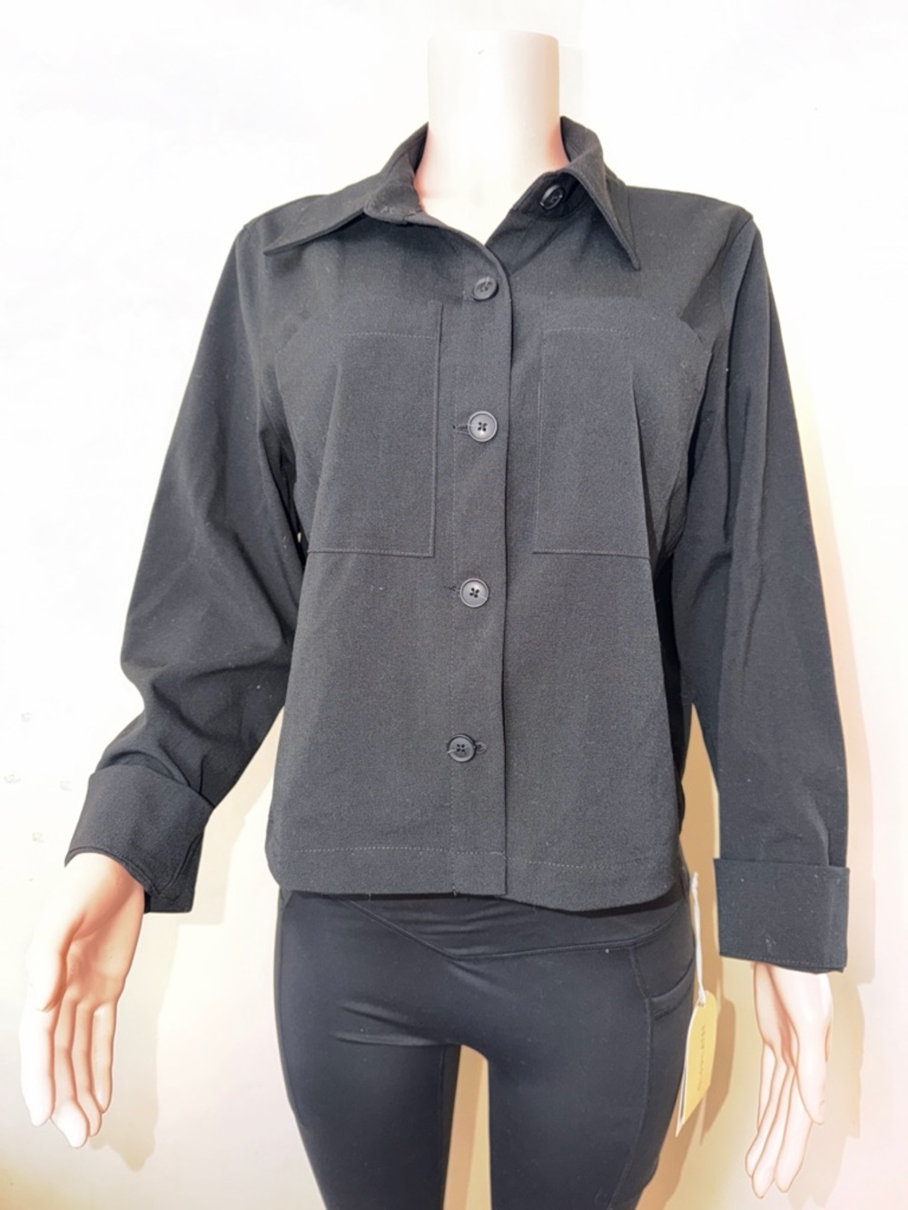 a new day Black Long Sleeve Button Front Top